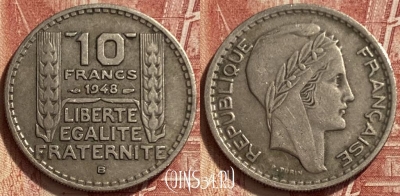 Франция 10 франков 1948 B, KM# 909, 330q-050