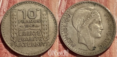 Франция 10 франков 1949 года, KM# 909, 390q-081 ♛