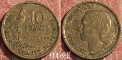 Франция 10 франков 1951 года, KM# 915, 231q-074