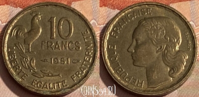 Франция 10 франков 1951 года, KM# 915, 296q-042