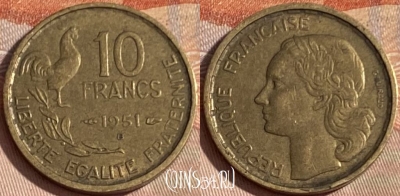 Франция 10 франков 1951 B, KM# 915, 399p-102 ♛