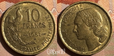 Франция 10 франков 1951 B, KM# 915, 356s-080