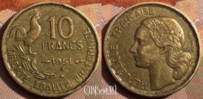 Франция 10 франков 1951 B, KM# 915, 379s-029 ♛