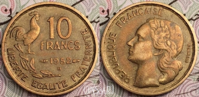 Франция 10 франков 1952 год, KM# 915, 061-063