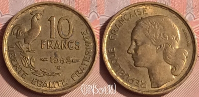 Франция 10 франков 1952 года B, KM# 915, 307o-140