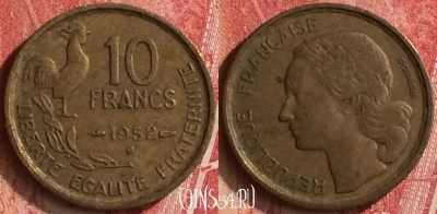 Франция 10 франков 1952 года B, KM# 915, 334n-053