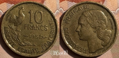 Франция 10 франков 1952 года, KM# 915, 338s-078