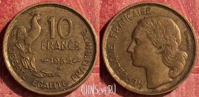 Франция 10 франков 1952 года B, KM# 915, 343o-138
