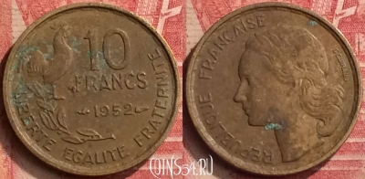 Франция 10 франков 1952 года, KM# 915, 397-110