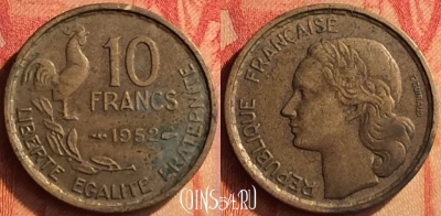 Франция 10 франков 1952 года, KM# 915, 444o-135