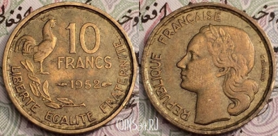 Франция 10 франков 1952 года, KM# 915, 061-060