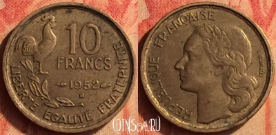 Франция 10 франков 1952 B, KM# 915, 444o-099 ♛