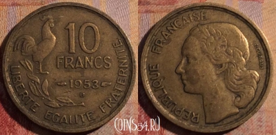 Франция 10 франков 1953 года, KM# 915, 164a-109