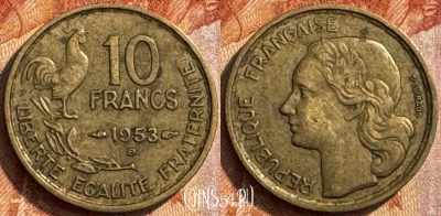 Франция 10 франков 1953 B, KM# 915, 287s-108