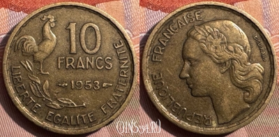 Франция 10 франков 1953 года, KM# 915, 345s-043