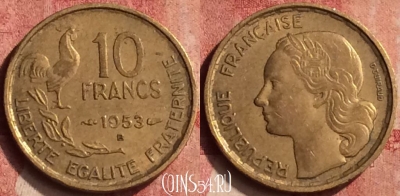 Франция 10 франков 1953 B, KM# 915, 410-101 ♛