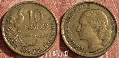 Франция 10 франков 1953 B, KM# 915, 485р-087 ♛