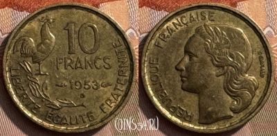 Франция 10 франков 1953 года B, KM# 915, 269s-061 ♛