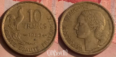Франция 10 франков 1953 года B, KM# 915, 310o-082
