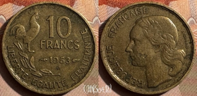 Франция 10 франков 1953 B, KM# 915, 341s-061