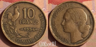 Франция 10 франков 1954 года B, KM# 915, 431-047