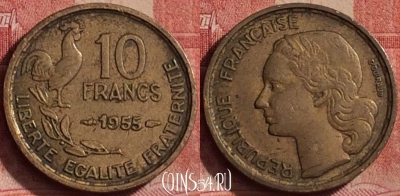 Франция 10 франков 1955 года, KM# 915, 314k-021