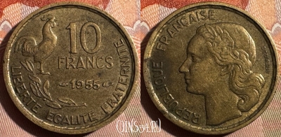 Франция 10 франков 1955 года, KM# 915, 348s-059