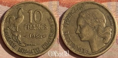 Франция 10 франков 1955 года, KM# 915, 398p-085