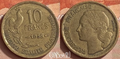 Франция 10 франков 1955 года, KM# 915, 414o-097 ♛