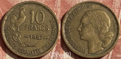 Франция 10 франков 1957 года, KM# 915, 298p-072