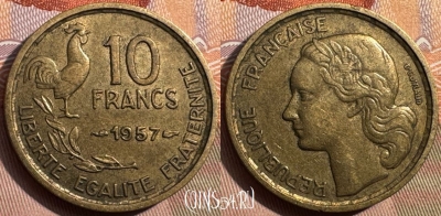 Франция 10 франков 1957 года, KM# 915, 345s-118