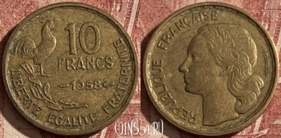 Франция 10 франков 1958 года, KM# 915, 116q-012