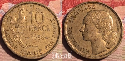 Франция 10 франков 1958 года, KM# 915, 208a-041