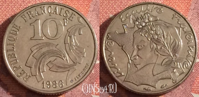 Франция 10 франков 1986 года, KM# 959, 044h-170