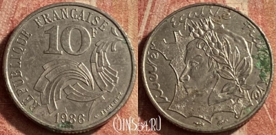 Франция 10 франков 1986 года, KM# 959, 119p-060