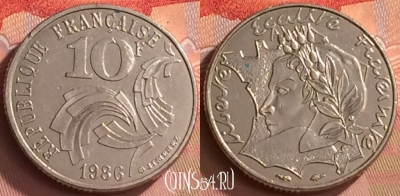 Франция 10 франков 1986 года, KM# 959, 143o-005