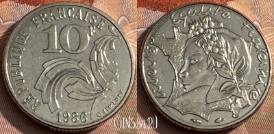 Франция 10 франков 1986 года, KM# 959, 175s-122