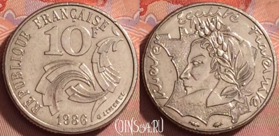 Франция 10 франков 1986 года, KM# 959, 206l-127