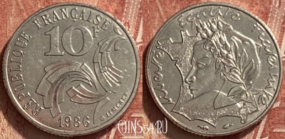 Франция 10 франков 1986 года, KM# 959, 329q-078 ♛