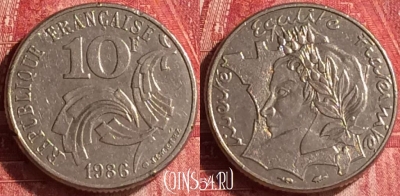 Франция 10 франков 1986 года, KM# 959, 337o-079