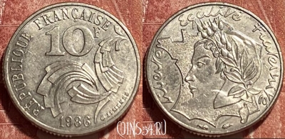 Франция 10 франков 1986 года, KM# 959, 371q-128 ♛