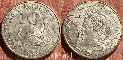 Франция 10 франков 1986 года, KM# 959, 373q-058 ♛