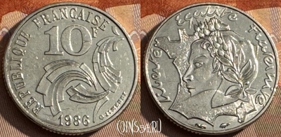 Франция 10 франков 1986 года, KM# 959, 375s-015