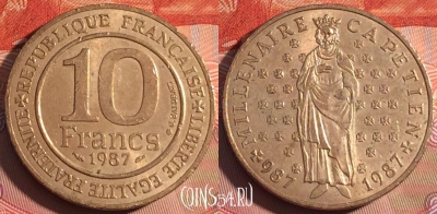 Франция 10 франков 1987 года, KM# 961d, 225a-064