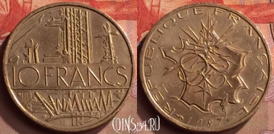 Франция 10 франков 1987 года, KM# 940, 418-059