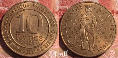 Франция 10 франков 1987 года, KM# 961b, b066-067