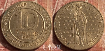 Франция 10 франков 1987 года, KM# 961d, 074p-114 ♛