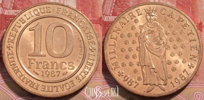Франция 10 франков 1987 года, KM# 961d, 251-122
