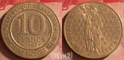 Франция 10 франков 1987 года, KM# 961d, 335o-144