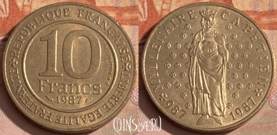 Франция 10 франков 1987 года, KM# 961d, 353p-021 ♛